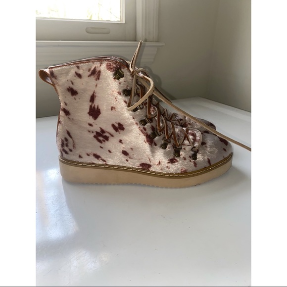 FREE PEOPLE Cowhide Booties w/ Leather Laces - Picture 3 of 8